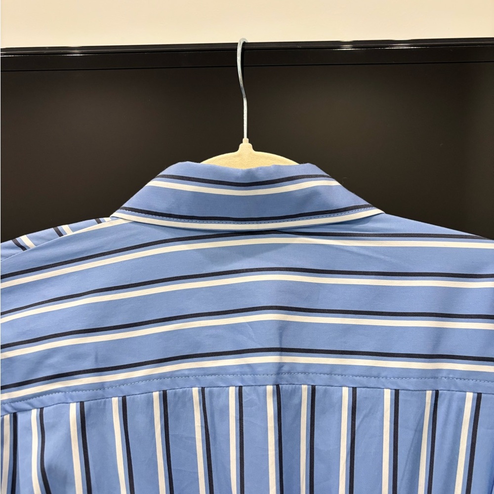 Zara Blue and White Striped Dress with Waist Detail - Picture 8 of 10